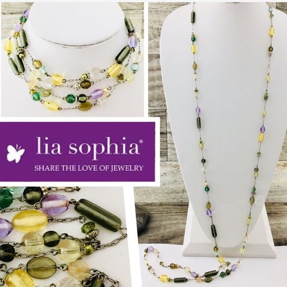 Lia Sophia Multicolored Glass Beads Necklace 1044 - Picture 1 of 4
